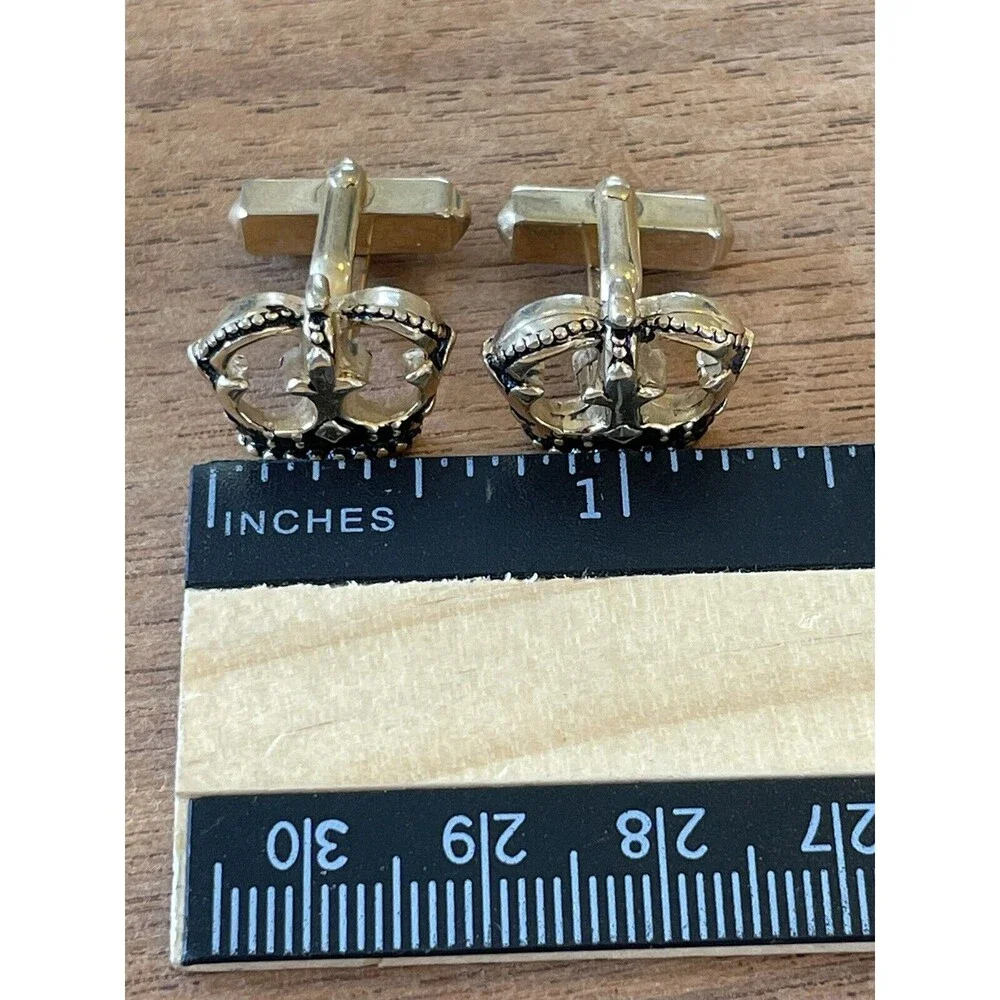 Vintage Designer SWANK Royalty Crown Design Gold Tone Men's Cufflinks